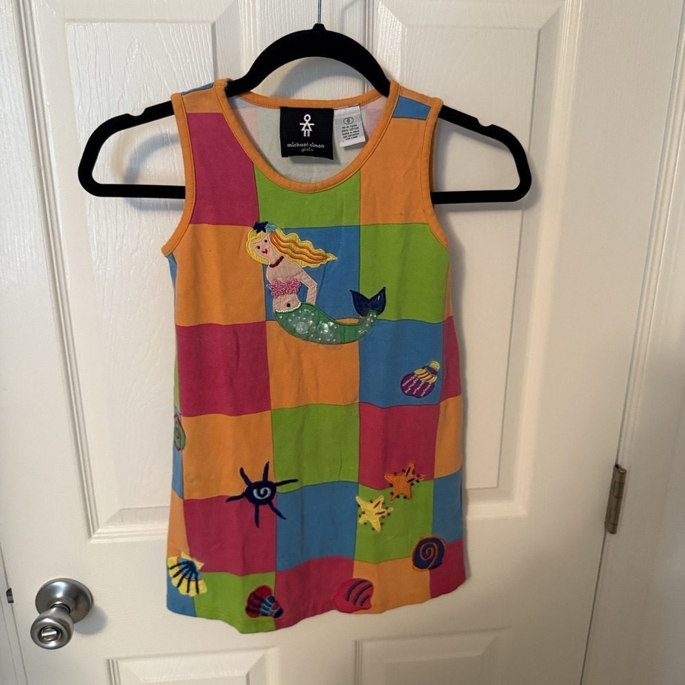 Michael Simon Girls Size 6 Under the Sea Mermaid Dress Patchwork Multicolor